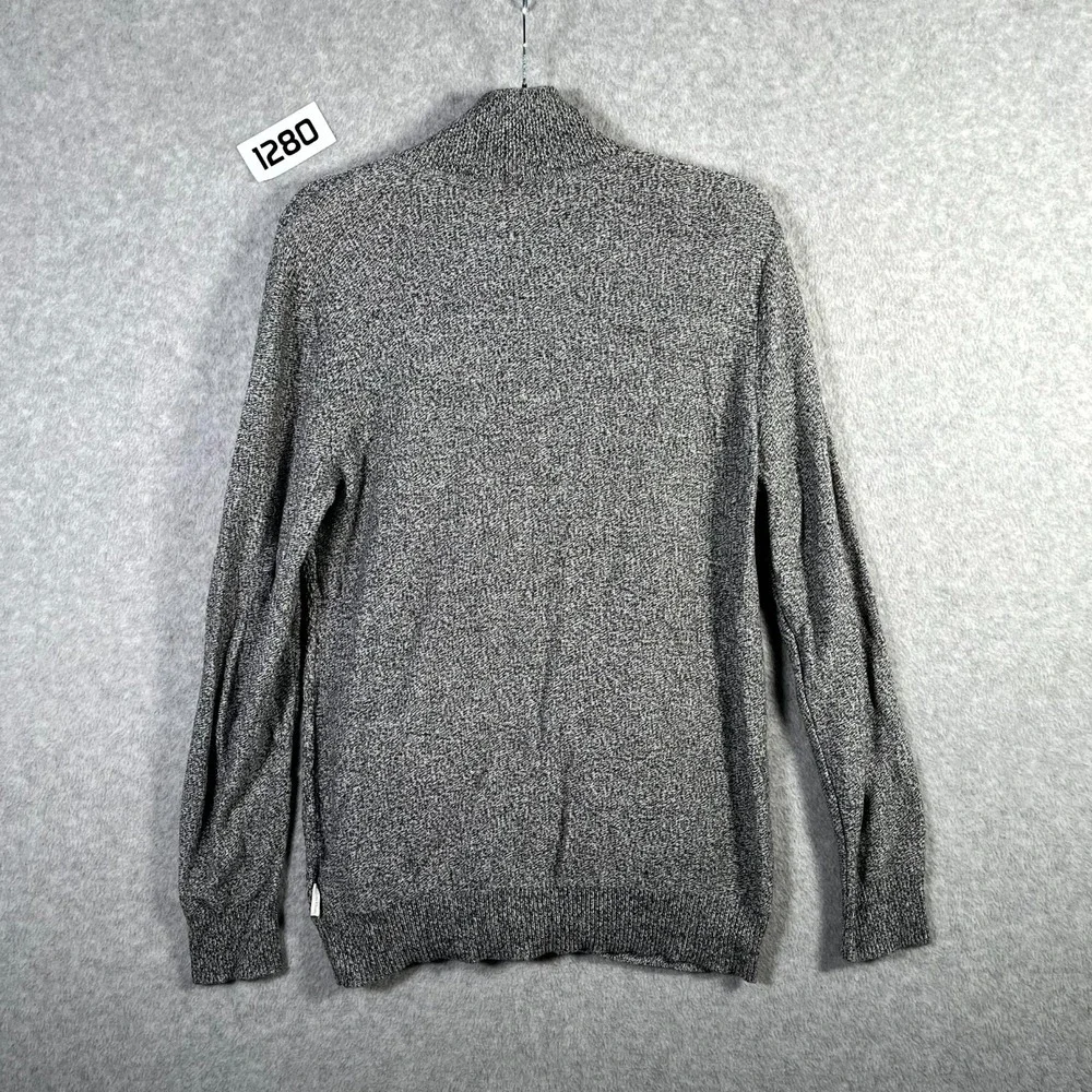 Calvin Klein Sweater Men Small Heather Gray Full Zip Ribbed Hem Casual Mock Neck